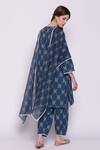 Shop_Shivani Bhargava_Blue Cotton Printed Round Kurta For Women_at_Aza_Fashions