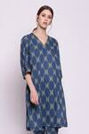 Buy_Shivani Bhargava_Blue Cotton Printed Kurta_at_Aza_Fashions