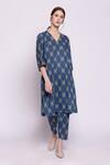Buy_Shivani Bhargava_Blue Cotton Printed Kurta_Online_at_Aza_Fashions