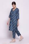 Shop_Shivani Bhargava_Blue Cotton Printed Kurta_Online_at_Aza_Fashions