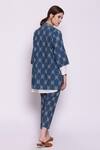 Shop_Shivani Bhargava_Blue Cotton Printed Jacket _at_Aza_Fashions