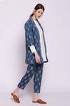 Buy_Shivani Bhargava_Blue Cotton Printed Jacket _Online_at_Aza_Fashions