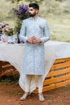 Shop Anushree Reddy Blue Embroidered Sherwani Set at Aza Fashions Shop_Anushree Reddy_Blue Embroidered Sherwani Set _at_Aza_Fashions