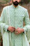 Buy_Anushree Reddy_Green Embroidered Sherwani Set _Online_at_Aza_Fashions