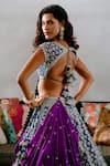 Shop_Anushree Reddy_Blue Raw Silk Embroidered Lehenga Set_at_Aza_Fashions