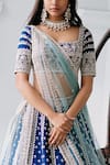 Anushree Reddy_Blue Raw Silk Embroidered Lehenga Set_Online_at_Aza_Fashions