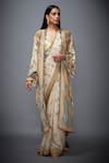 Buy_RI.Ritu Kumar_Beige Silk Chinon Saree With Unstitched Blouse And Jacket _at_Aza_Fashions