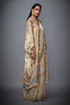 RI.Ritu Kumar_Beige Silk Chinon Saree With Unstitched Blouse And Jacket _Online_at_Aza_Fashions