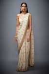 Buy_RI.Ritu Kumar_Beige Silk Chinon Saree With Unstitched Blouse And Jacket _Online_at_Aza_Fashions