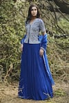 Shop_Sana Barreja_Blue Georgette Round Aanya Jacket And Lehenga Set _at_Aza_Fashions