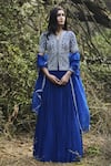 Sana Barreja_Blue Georgette Round Aanya Jacket And Lehenga Set _Online_at_Aza_Fashions