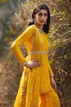 Sana Barreja_Yellow Georgette Round Alaia Printed Kurta Gharara Set  _Online_at_Aza_Fashions