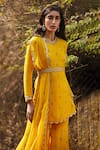 Shop_Sana Barreja_Yellow Georgette Round Alaia Printed Kurta Gharara Set  _Online_at_Aza_Fashions