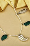 Sangeeta Boochra X Payal Singhal_Silver Plated Green Onyx Parveen Embellished Pendant Necklace _Online_at_Aza_Fashions