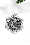 Buy_Sangeeta Boochra_Silver Plated Stones Floral Motif Cutwork Ring _at_Aza_Fashions