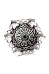 Shop_Sangeeta Boochra_Silver Plated Stones Floral Motif Cutwork Ring _at_Aza_Fashions