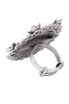 Buy_Sangeeta Boochra_Silver Plated Stones Floral Motif Cutwork Ring _Online_at_Aza_Fashions