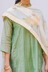 Shop_Shivani Bhargava_Green Handwoven Chanderi Kurta Set_at_Aza_Fashions