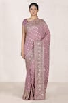 Buy_RI.Ritu Kumar_Purple Silk Chinon Embroidered Saree _at_Aza_Fashions