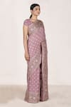 RI.Ritu Kumar_Purple Silk Chinon Embroidered Saree _Online_at_Aza_Fashions