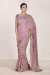 Shop_RI.Ritu Kumar_Purple Silk Chinon Embroidered Saree _Online_at_Aza_Fashions