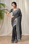 Buy_RI.Ritu Kumar_Black Silk Chinnon Embroidered Saree With Unstitched Blouse Fabric _at_Aza_Fashions
