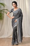 Buy_RI.Ritu Kumar_Black Silk Chinon Saree _at_Aza_Fashions