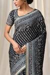 Buy_RI.Ritu Kumar_Black Silk Chinon Saree _Online_at_Aza_Fashions