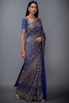 RI.Ritu Kumar_Blue Chinon Silk Embroidered Saree _Online_at_Aza_Fashions