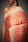 Buy_RI.Ritu Kumar_Coral Silk Satin Embroidered Saree With Unstitched Blouse _Online_at_Aza_Fashions