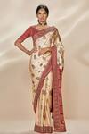 Buy_RI.Ritu Kumar_White Silk Lining Viscose Embroidered Saree_at_Aza_Fashions