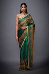 Buy_RI.Ritu Kumar_Green Satin Embroidered Saree_Online_at_Aza_Fashions
