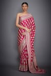 RI.Ritu Kumar_Pink Silk Satin Embroidered Saree _Online_at_Aza_Fashions