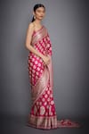 Shop_RI.Ritu Kumar_Pink Silk Satin Embroidered Saree _at_Aza_Fashions