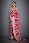 Buy_RI.Ritu Kumar_Pink Silk Satin Embroidered Saree _at_Aza_Fashions