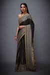 Buy_RI.Ritu Kumar_Black Silk Satin Embroidered Saree _at_Aza_Fashions