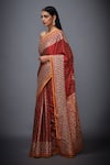 Buy_RI.Ritu Kumar_Red Silk Satin Embroidered Saree _at_Aza_Fashions