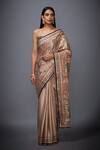 Buy_RI.Ritu Kumar_Beige Silk Satin Floral Saree_Online_at_Aza_Fashions