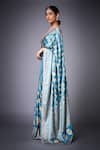 RI.Ritu Kumar Blue Satin Printed Jasmine Saree With Unstitched Blouse Piece Online at Aza Fashions RI.Ritu Kumar_Blue Satin Printed Jasmine Saree With Unstitched Blouse Piece _Online_at_Aza_Fashions