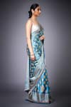 Buy RI.Ritu Kumar Blue Satin Printed Jasmine Saree With Unstitched Blouse Piece Online at Aza Fashions Buy_RI.Ritu Kumar_Blue Satin Printed Jasmine Saree With Unstitched Blouse Piece _Online_at_Aza_Fashions