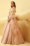 Seema Gujral_Pink Raw Silk Mirror Embellished Lehenga Set_Online_at_Aza_Fashions