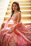 Buy_Seema Gujral_Pink Net Embroidered Lehenga Set_Online_at_Aza_Fashions