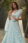 Buy_Seema Gujral_Blue Georgette Floral Embellished Lehenga Set_Online_at_Aza_Fashions