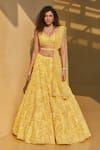 Buy_Seema Gujral_Yellow Dupatta Floral Embellished Lehenga Set_at_Aza_Fashions
