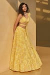 Seema Gujral_Yellow Dupatta Floral Embellished Lehenga Set_Online_at_Aza_Fashions