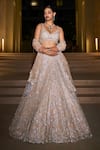 Seema Gujral_Beige Dupatta Embellished Lehenga Set_Online_at_Aza_Fashions