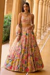 Buy_Seema Gujral_Multi Color Net Embroidery U Neck Bridal Lehenga Set _at_Aza_Fashions