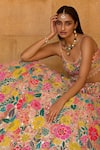 Shop_Seema Gujral_Multi Color Net Embroidery U Neck Lehenga Set For Women_Online_at_Aza_Fashions