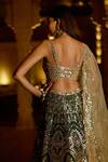 Shop_Seema Gujral_Green Raw Silk Dupatta Tissue Organza Mirror Embellished Bridal Lehenga Set _at_Aza_Fashions