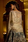 Seema Gujral_Green Raw Silk Dupatta Tissue Organza Mirror Embellished Bridal Lehenga Set _at_Aza_Fashions